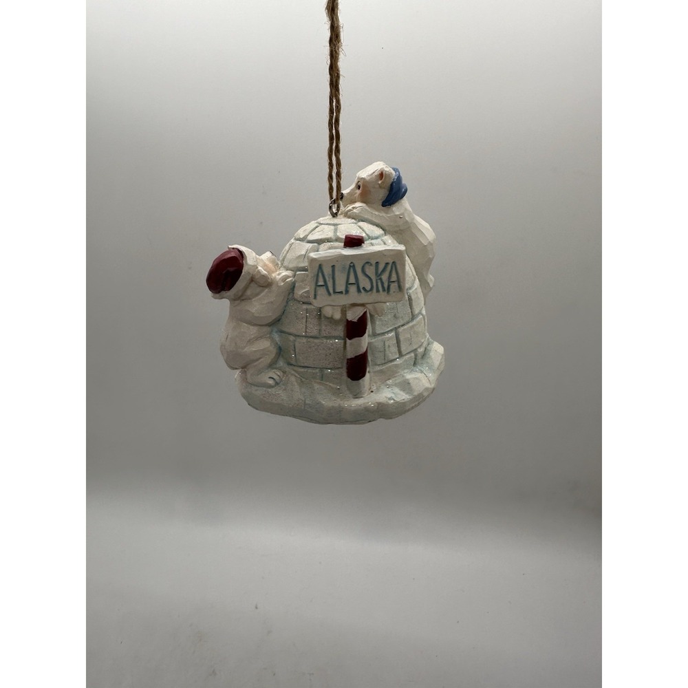 Vintage Alaska Christmas Ornament Polar Bears‎ North Pole Igloo Holiday